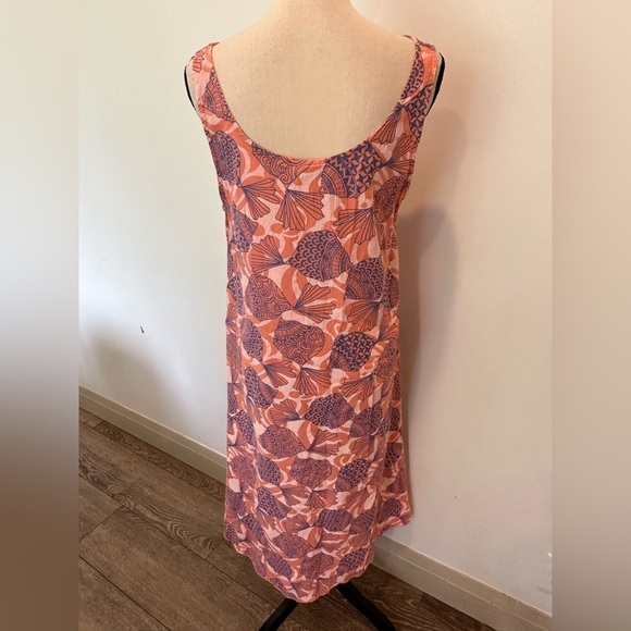 iCantoo Sea Shell Pattern Dress Peach Blue Summer Sleevless Beach Cover Vintage - Picture 3 of 7